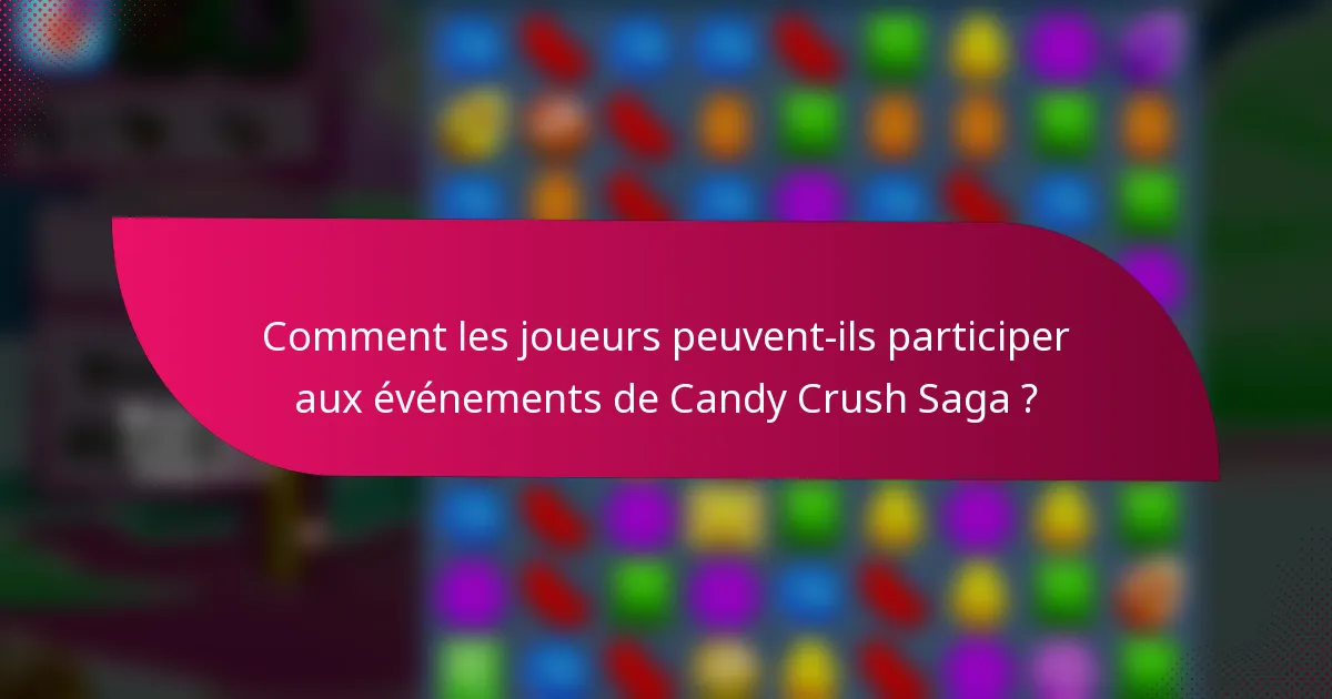 Comment les joueurs peuvent-ils participer aux événements de Candy Crush Saga ?