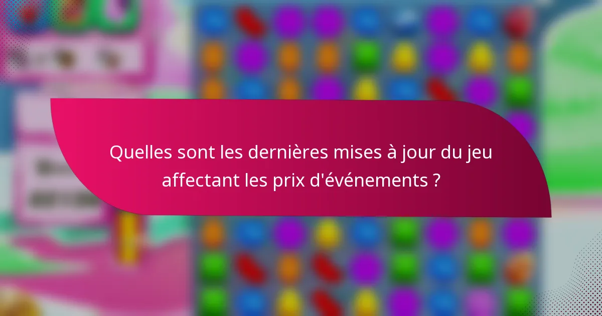 Quelles sont les dernières mises à jour du jeu affectant les prix d'événements ?